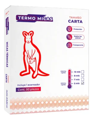 Micas Termicas Termomicas 5 mil Tamaño Carta (22.9 X 29.2cm) / 50 Piezas / Brillantes / Acarreador